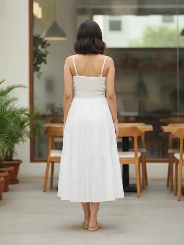 Tie-Up Waist Midi Dress for Women | Summer Casual Elegant Dress