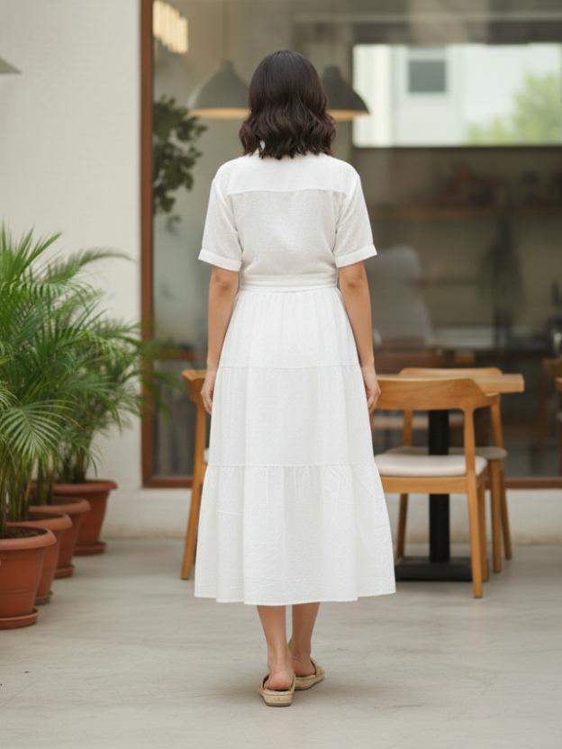 Tie-Up Waist Midi Dress for Women | Summer Casual Elegant Dress