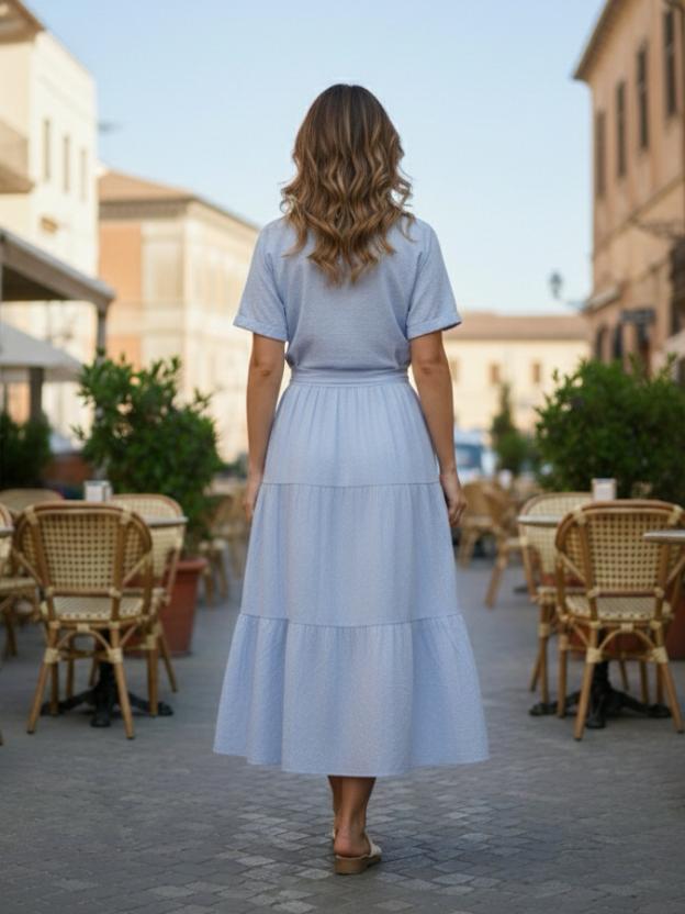 Tie-Up Waist Midi Dress for Women | Summer Casual Elegant Dress