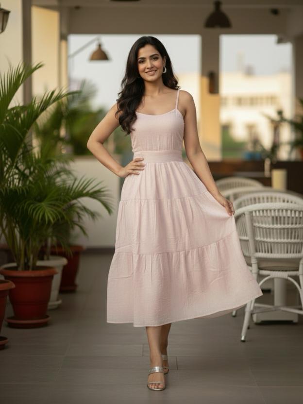 Tie-Up Waist Midi Dress for Women | Summer Casual Elegant Dress