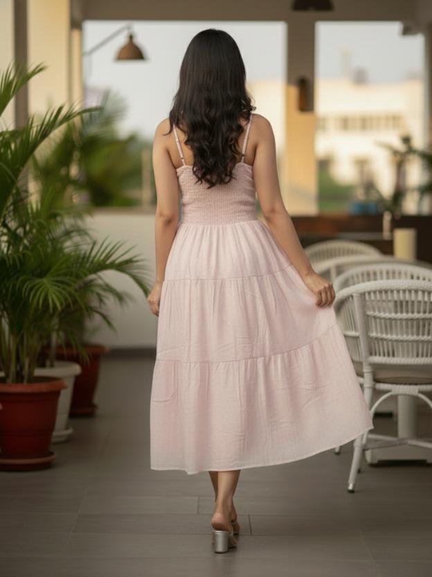 Tie-Up Waist Midi Dress for Women | Summer Casual Elegant Dress