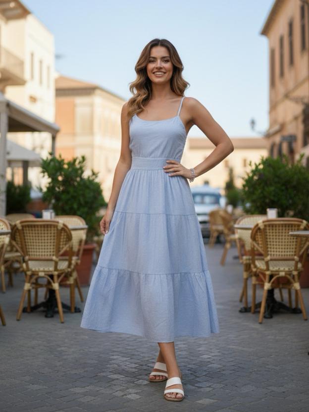 Tie-Up Waist Midi Dress for Women | Summer Casual Elegant Dress