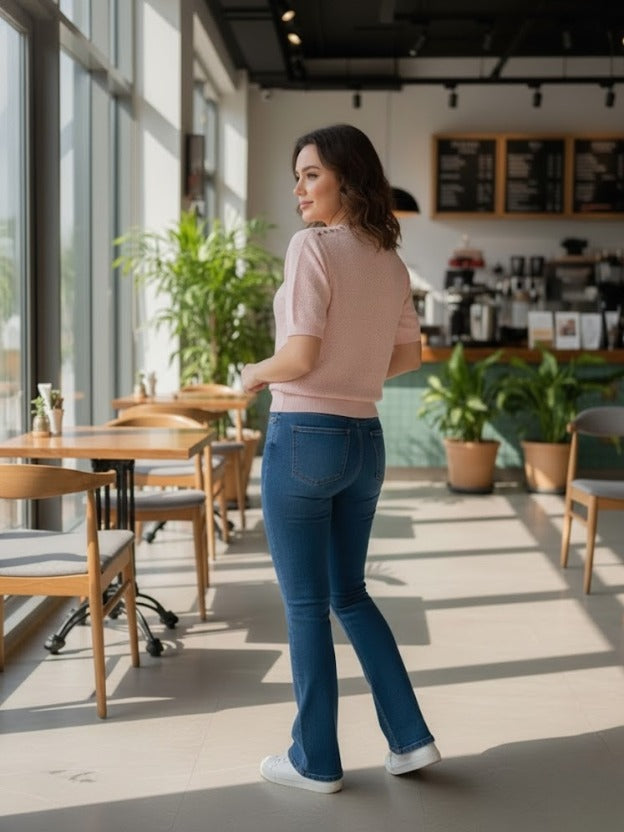 Short Sleeve Knit Top | Lightweight Textured for Daily Wear