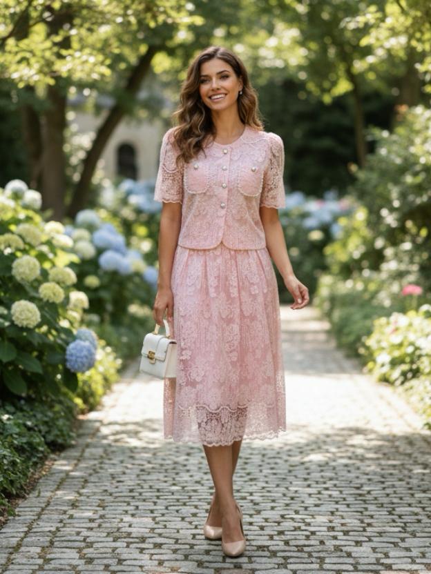 Elegant Lace Skirt & Top Set for Women | Chic Summer Two-Piece Outfit