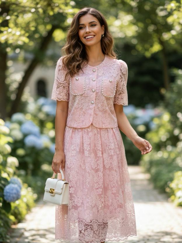 Elegant Lace Skirt & Top Set for Women | Chic Summer Two-Piece Outfit