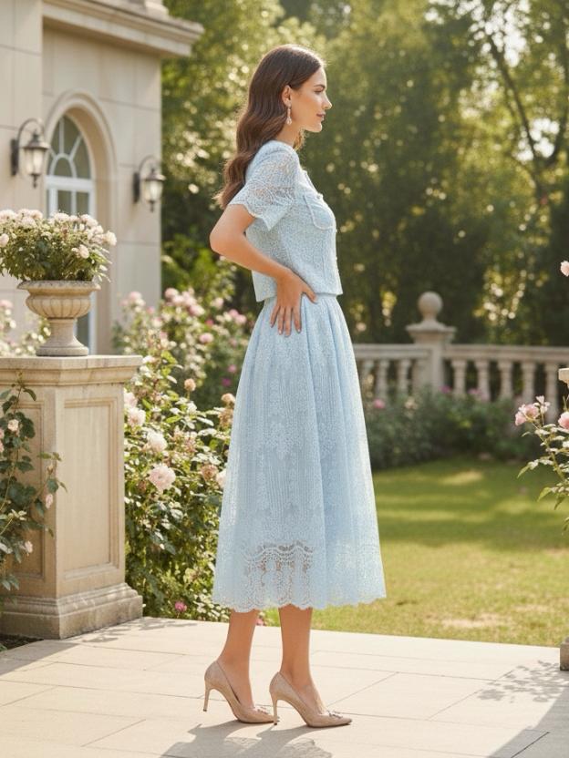 Elegant Lace Skirt & Top Set for Women | Chic Summer Two-Piece Outfit