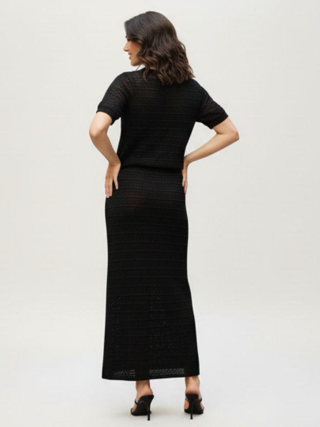 Women's Ribbed Knit Two-Piece Set – Matching Short-Sleeve Top and Maxi Skirt Co-Ord