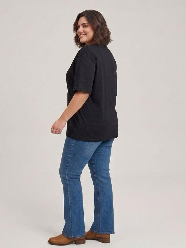 Oversized Sequin Patched Graphic Tee - Plus Size Streetwear T-Shirt