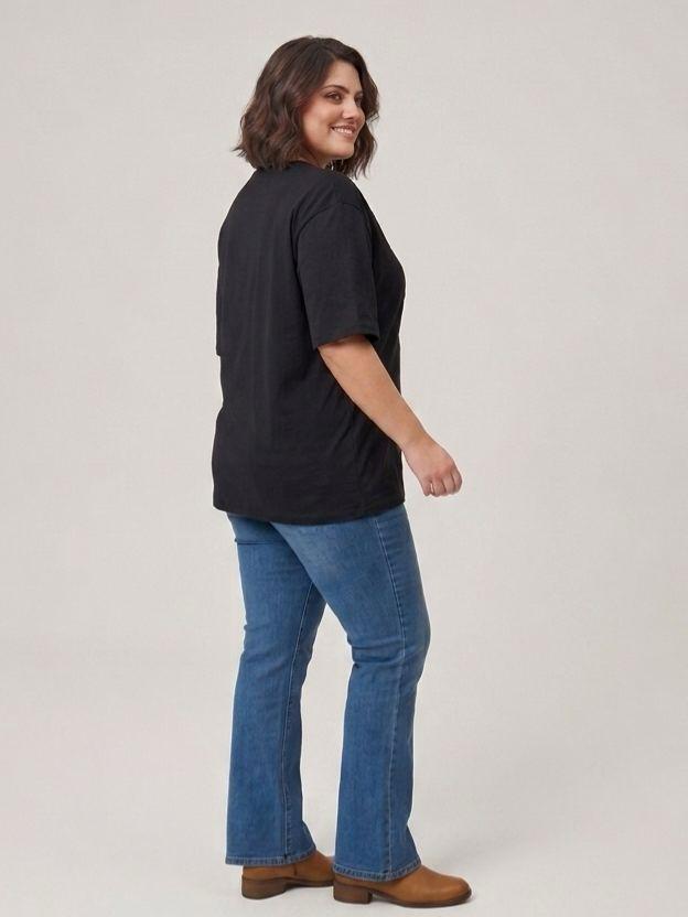 Oversized Sequin Patched Graphic Tee - Plus Size Streetwear T-Shirt