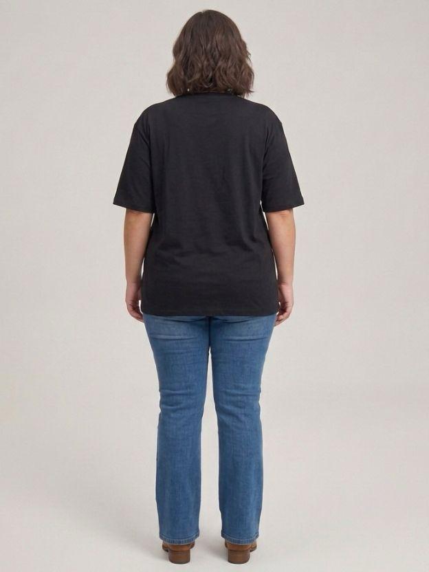 Oversized Sequin Patched Graphic Tee - Plus Size Streetwear T-Shirt