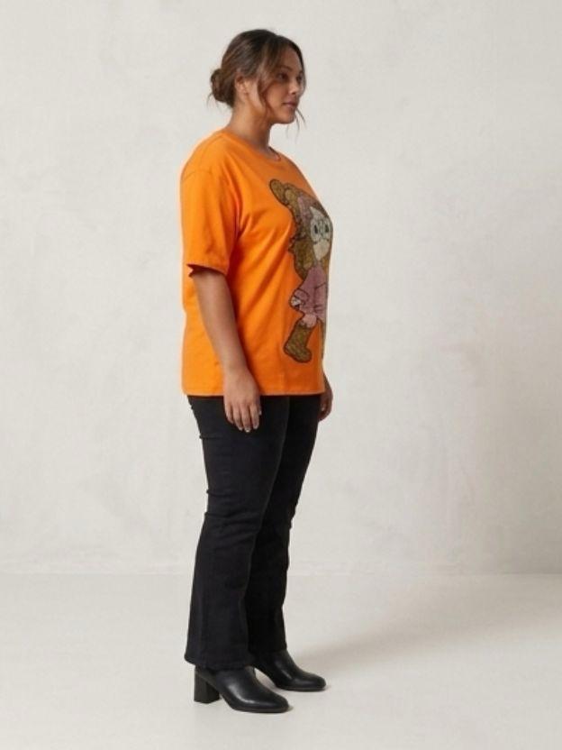 Oversized Sequin Patched Graphic Tee - Plus Size Streetwear T-Shirt