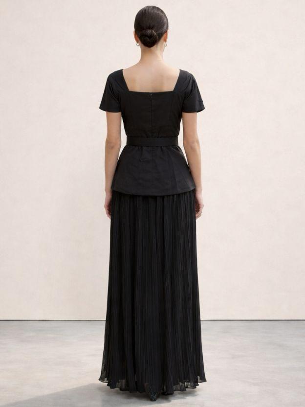 Women’s Vintage-Inspired Pleated Skirt and Peplum Bodice Set - Semi-Formal Co-ord