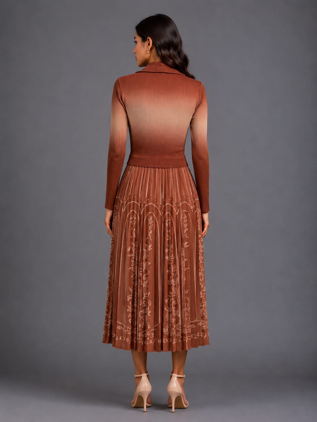 Elegant Button-Down Pleated Midi Dress with Belt