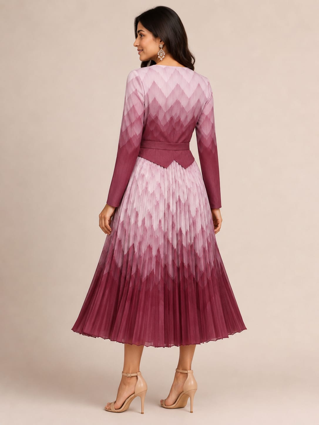 Elegant Button-Down Pleated Midi Dress with Belt