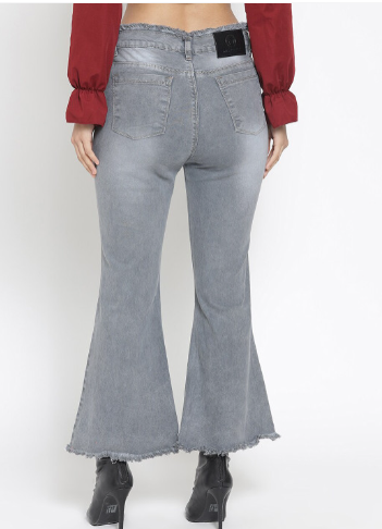 Women Grey Bootcut Light Fade Jeans