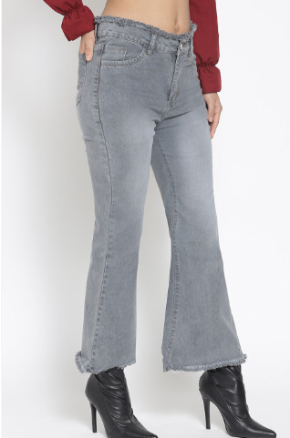 Women Grey Bootcut Light Fade Jeans