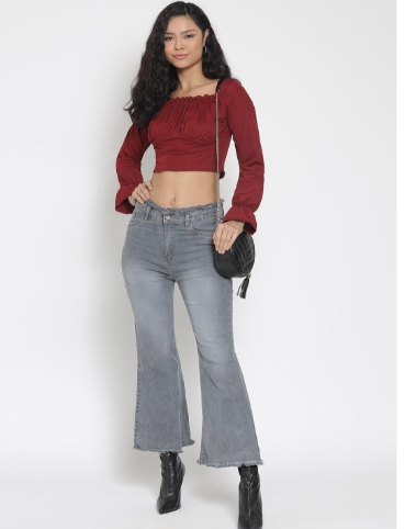 Women Grey Bootcut Light Fade Jeans